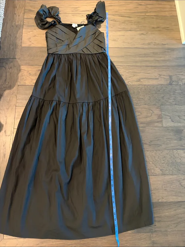 New With Tags THML Black Tiered Maxi Dress with Pockets Sz S - Image 9