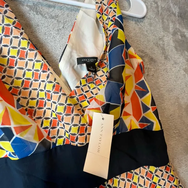 Ann‎ Taylor Geometric Kaleidoscope Maxi Dress Bold Abstract Print Size 2 New - Image 6