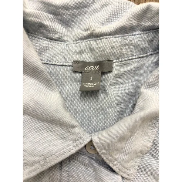 Aerie Soft Lt Blue Button Down Tunic Shirt Women’s Small Long Sleeve Top - Image 5