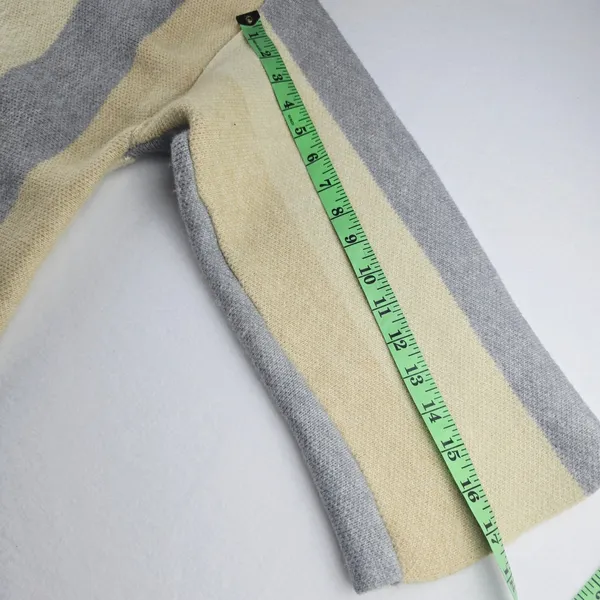 OAT New York Striped Knit Cardigan Sweater Pockets Cream Gray Women's‎ Large - Image 9