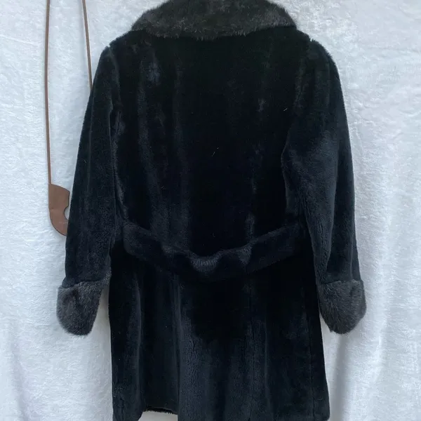 Vintage Faux‎ Fur Coat Black - Image 5