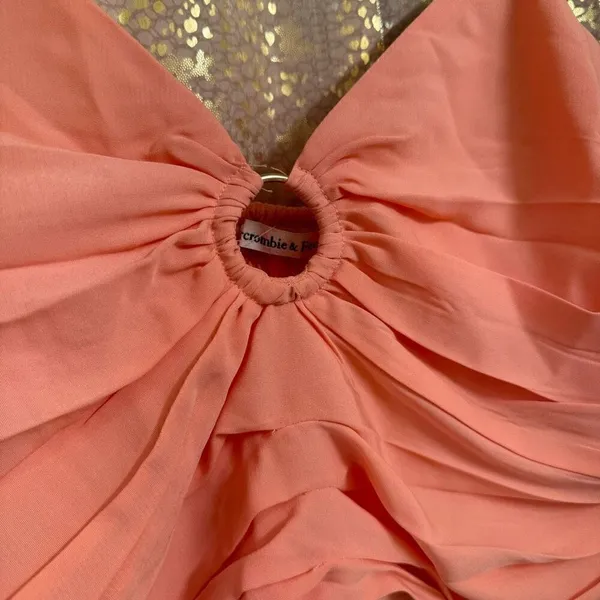 Abercrombie & Fitch Ruched Coral Pink O Ring‎ Cropped Top Small NWT - Image 3