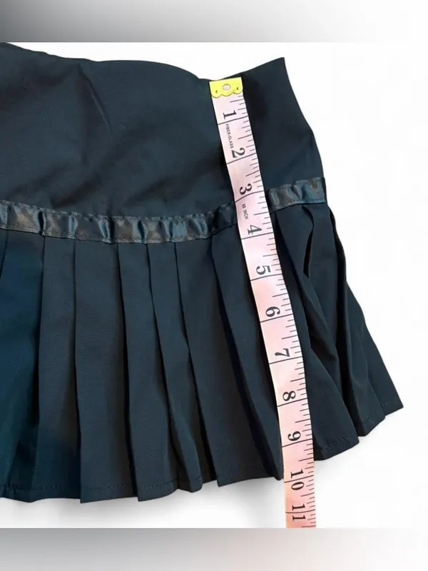 Black Pleated Mini Skirt with Ribbon Bow Coquette Balletcore Y2K Style Size M - Image 7