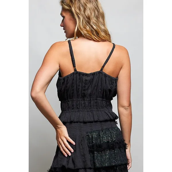 POL V-Neck Cotton Ruffled‎ Crop Cami - Medium - Image 4