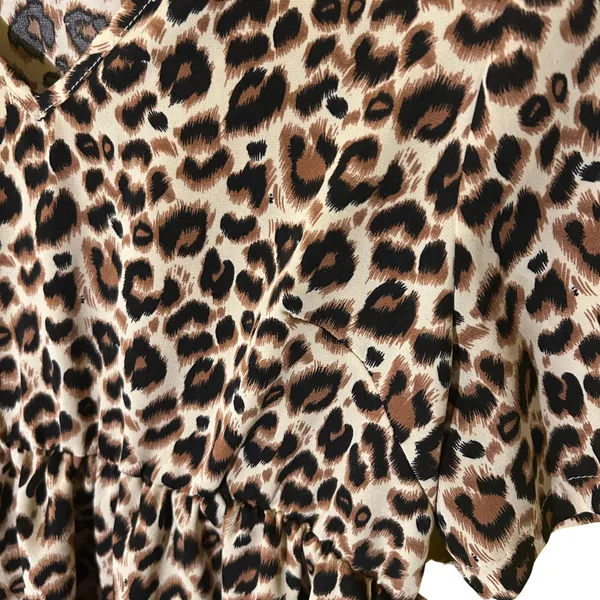 Cheetah Animal Print V-Neck Elastic Waist Mini Dress Medium Mob Wife Whimsygoth - Image 7