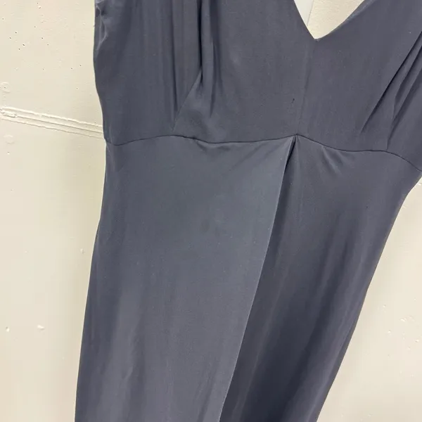 Y2K‎ Tahari Navy Blue 100% Silk V-Neck Empire Waist Maxi Dress Size 6 Minimalist - Image 8