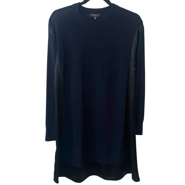 Rag & Bone‎ Sadie Merino Wool & Silk Navy Black Mini Dress Luxury Old Money XS - Image 2