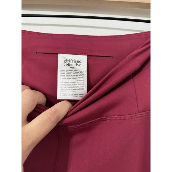 Girlfriend Collective Women’s High Rise Ankle Leggings Burgundy Size S Yoga - Image 4