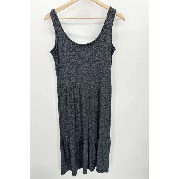 Daily Ritual Womens Gray Ribbed Knit Tank Maxi Dress Tiered Sweater Small BC18‎ - Image 2