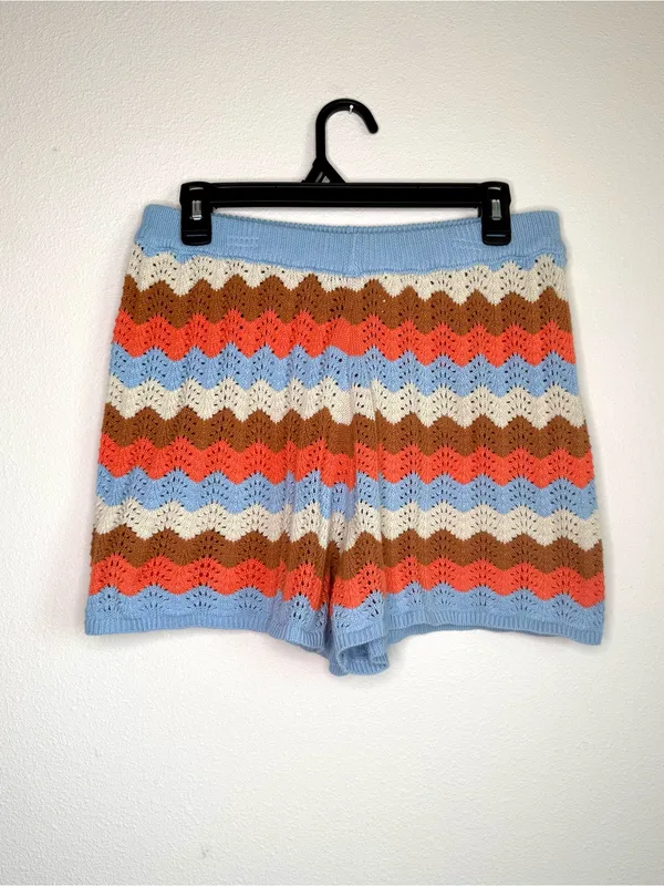 Rip Curl Women's Santorini Sun Crochet Shorts Striped Crochet Knit High-Waist - Image 2