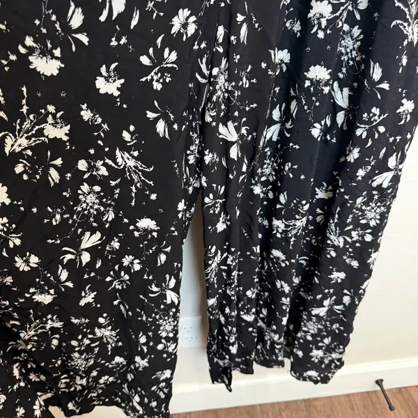 Free People M Black Floral Color My World Wide Leg Jumpsuit Anthropologie Boho - Image 6