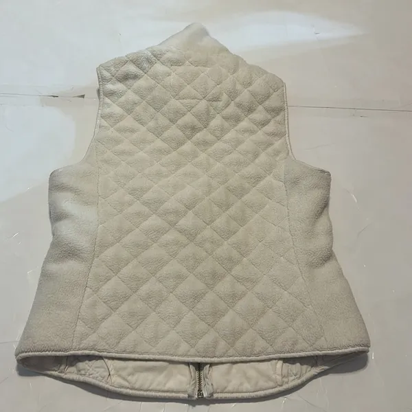 abercrombie & fitch full zip fleece sweater vest white cream women’s small y2k - Image 3