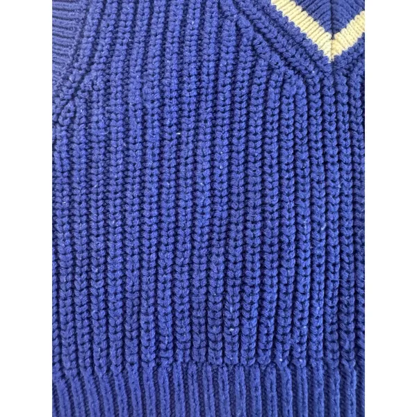 H&M Royal Blue White Rib Knit Cropped Sweater Vest Preppy Tennis Y2K Academia - Image 3