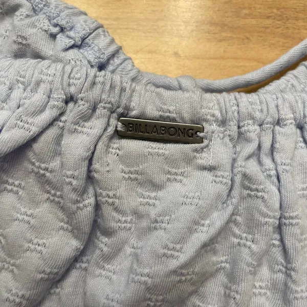 NWT Billabong Secret Spot Smocked Ruffle Sleeve Top Shirt Size Large Blue - Image 7