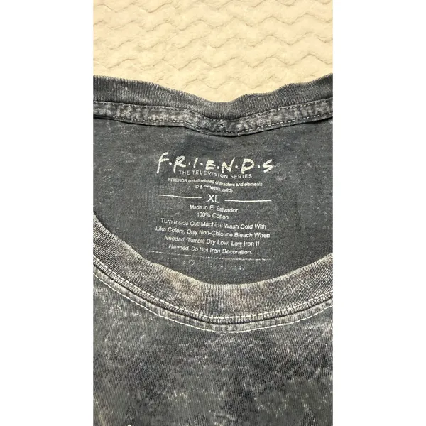 Friends TV Series Ross Monica Geller Graphic T-Shirt XL Charcoal Mineral Wash - Image 4