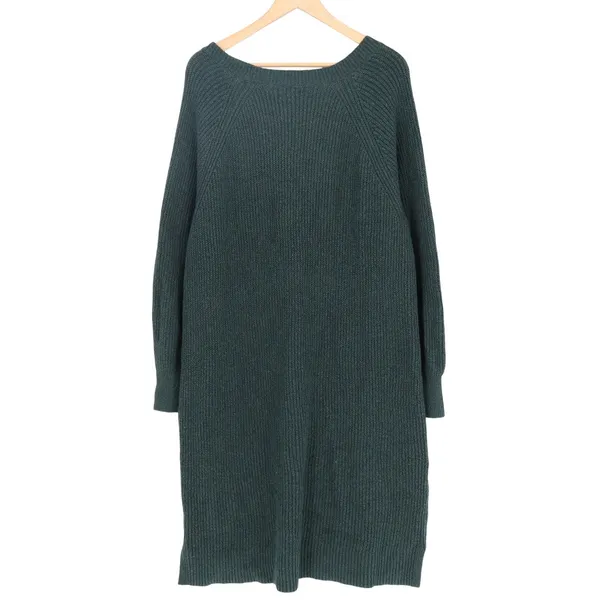 Old Navy Womens XL Forest Green Ribbed Henley V-Neck Long Sleeve Sweater Dress - Image 5