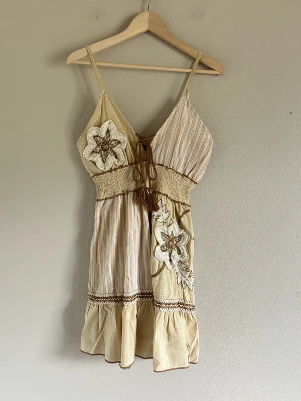 Summer Mini Cotton small Dress NWT Tan - Image 2