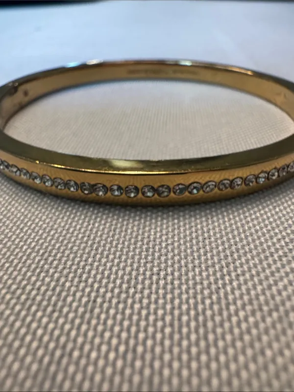 Kate Spade Gold Crystal Pavé Hinged Bangle Bracelet - Image 5