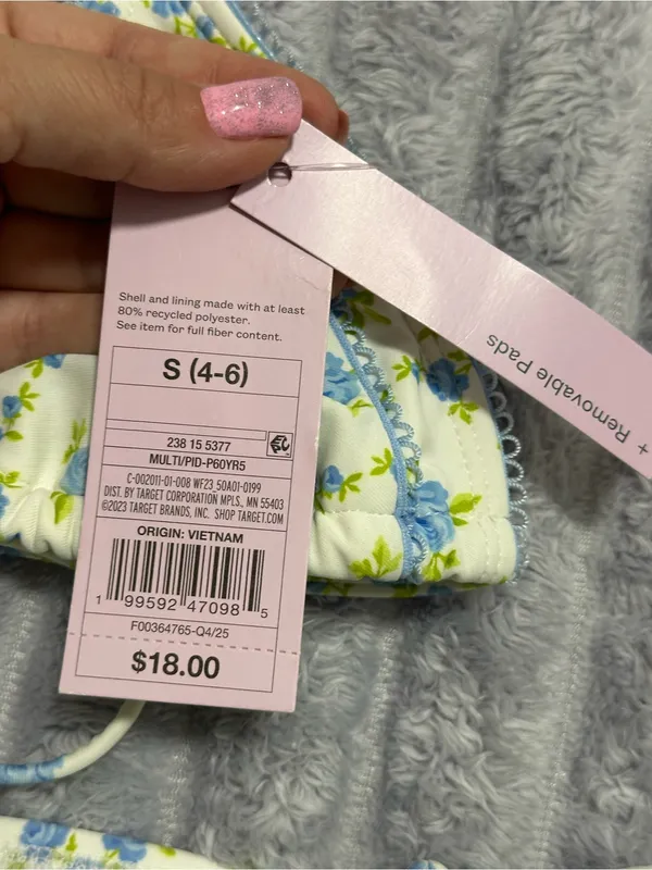 Wild Fable Floral String Bikini Set — Blue & White — Size S (4–6) — NWT - Image 5