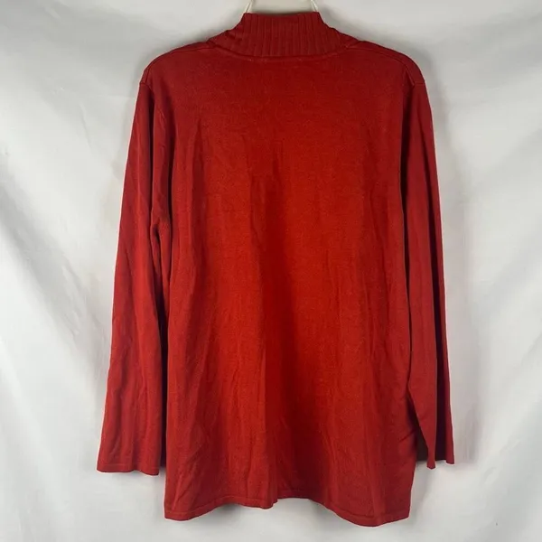 Red Woman Reddish Orange Open Front Knit Cardigan 3X - Image 2