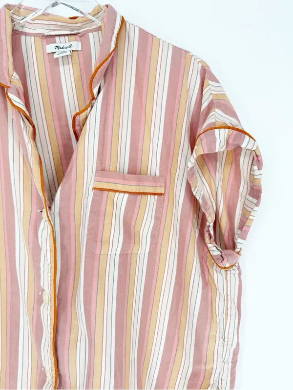 Madewell Rainbow‎ Stripe 2 Piece Pajama Set Women's XL Cozy Lounge - Image 4