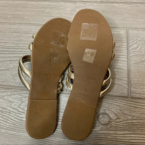 J. Crew seaside slide‎ sandals metallic gold sz 6 - Image 3