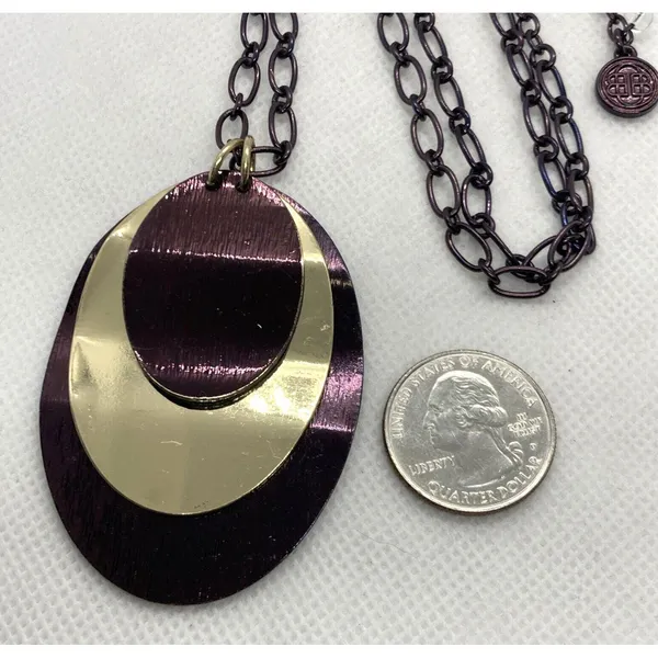 Vintage 1990s Bill Blass Copper Chain Necklace Pendant Adjustable 17'' - 20''‎ - Image 2