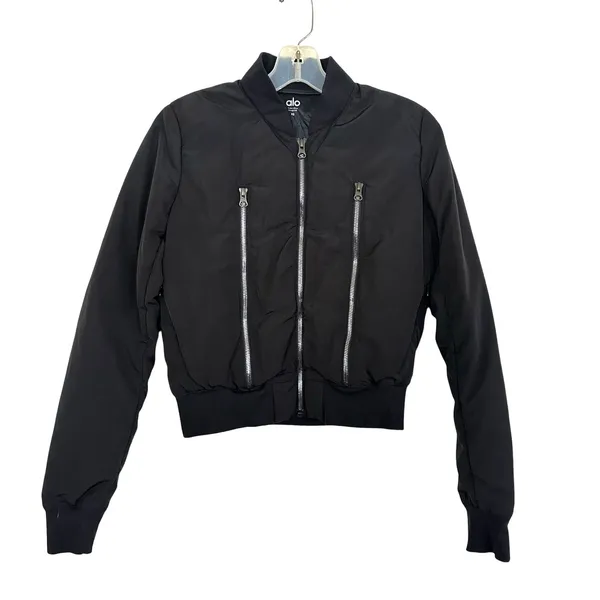 ALO Yoga Off Duty Bomber Down Filled Puffer Athleisure Classic black size XS - Image 2