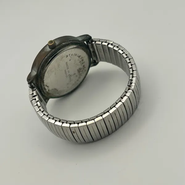 Silver Tone White Dial Stainless Steel Watch Expansion Band Working - Image 6