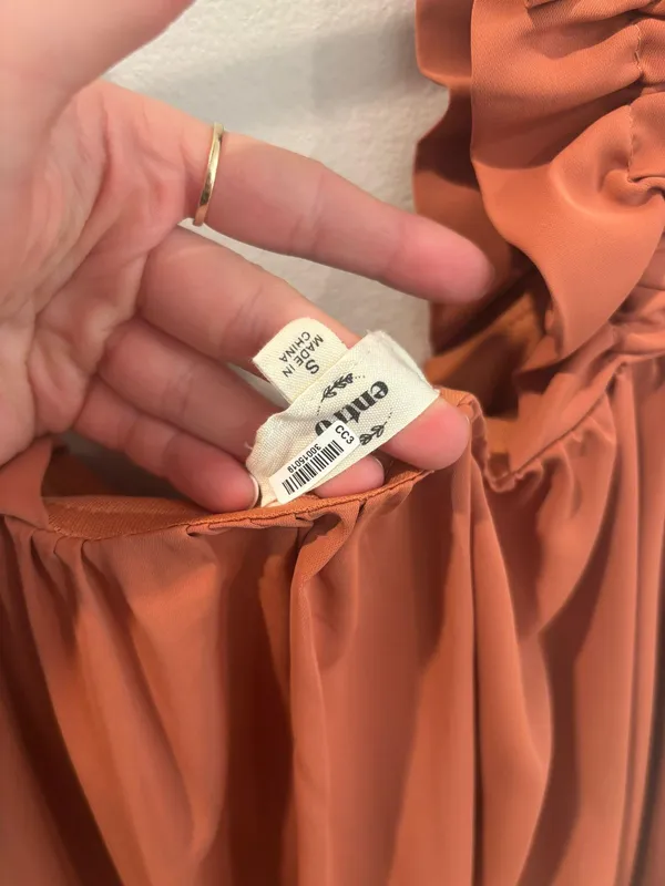 Entro Burnt Orange Ruffle Sleeve Dress - Image 3