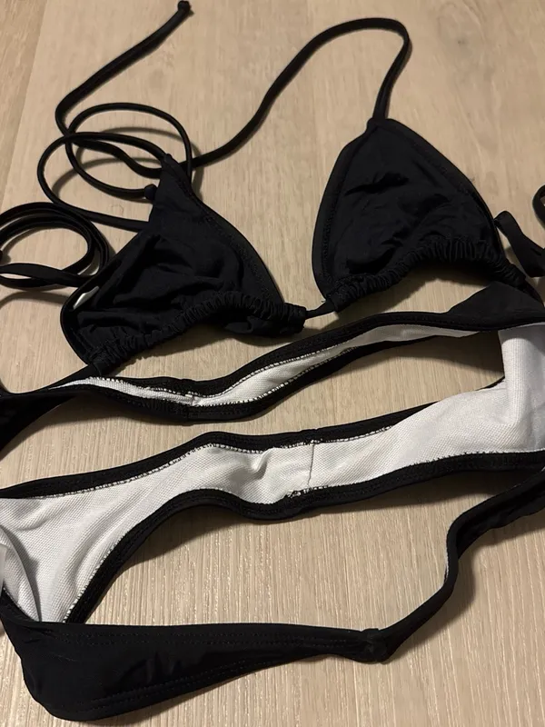 Classic Black String Triangle Bikini Set - Image 3