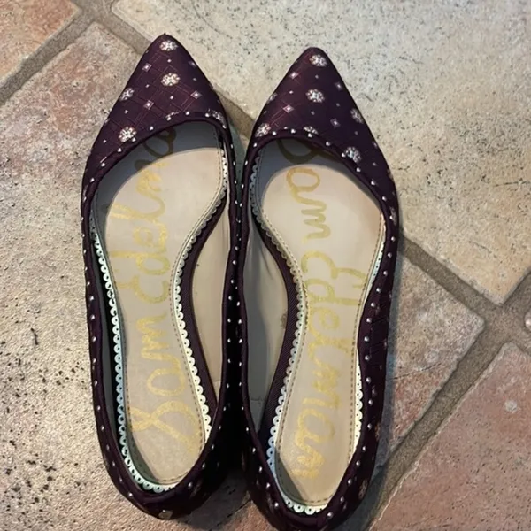 Sam Edelman maroon & gold floral print ballet flat - Image 5