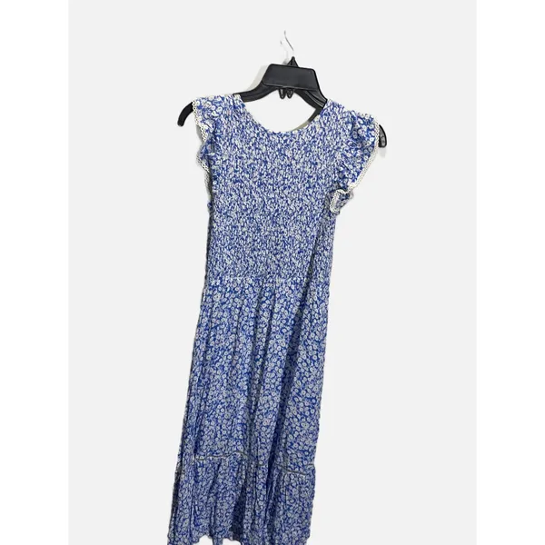 Lost + Wander Midi Dress Womens M Blue Floral Smocked‎ Ruffle Sleeve Cottagecore - Image 3