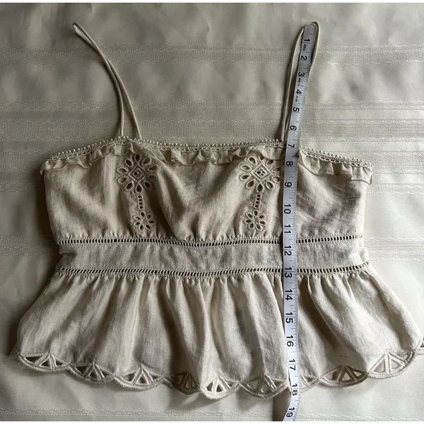 Zara Embroidered Peplum Top Beige/ Cream Size S New with Tags Women’s - Image 9
