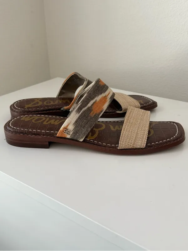 Sam Edelman Haydee Beige Woven Slip On Open Toe Sandals 9 - Image 4