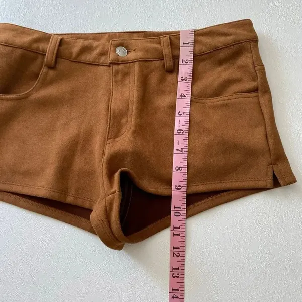 Windsor Brown Faux Suede Micro Shorts Y2K Low Rise Clubwear S - Image 6