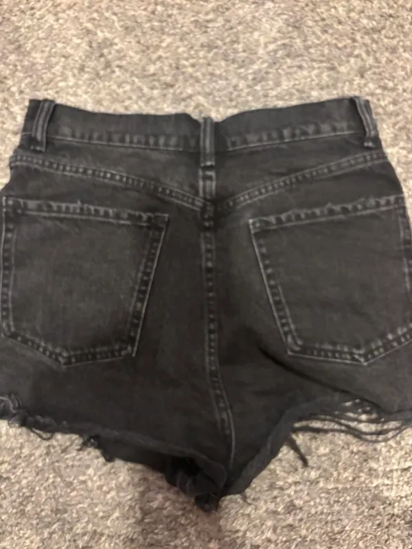 Zara black denim frayed shorts - Image 2