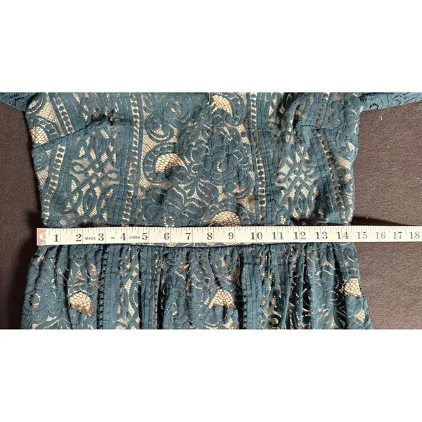 Xhilaration Green Lace Fit & Flare Cocktail Dress Long Sleeve Med coquettecore - Image 9