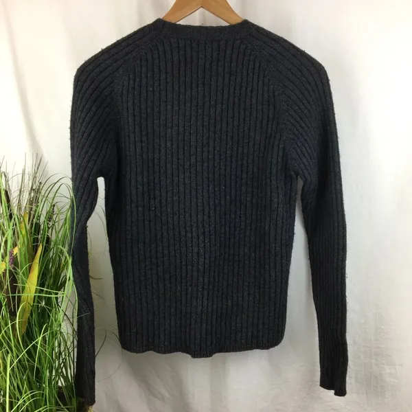 Abercrombie Women's Gray Ribbed Knit Cotton & Wool Long Sleeve Sweater L - Image 3