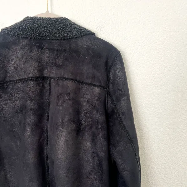[American Eagle Outfitters] Black Shearling Faux Suede Moto Jacket Size Medium M - Image 5