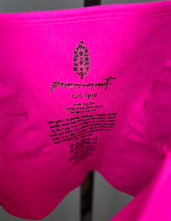 Free People Movement Good Karma Square-Neck Sports Bra Hot Neon Pink - Image 3