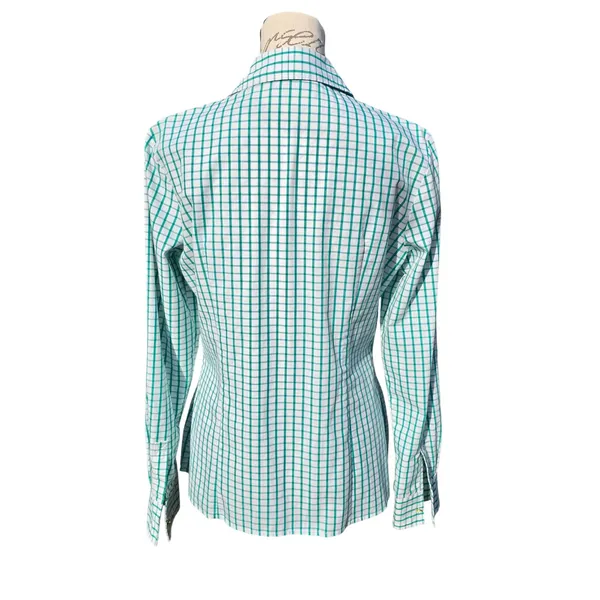 Zac‎ & Rachel -1831 Green White Grid Check Button Down Roll Tab Shirt Womens M - Image 3