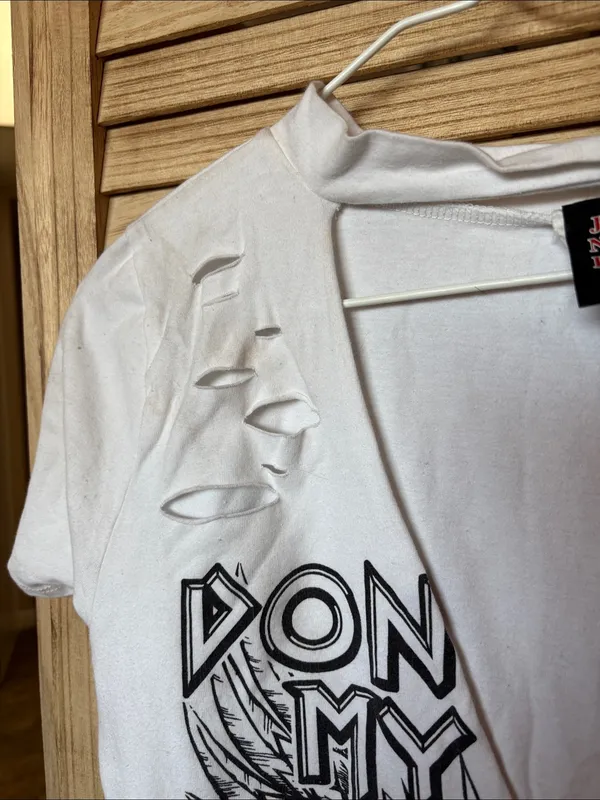 Women’s White Graphic V-Neck Tee - Don’t Kill My Vibe Junior Large - Image 3