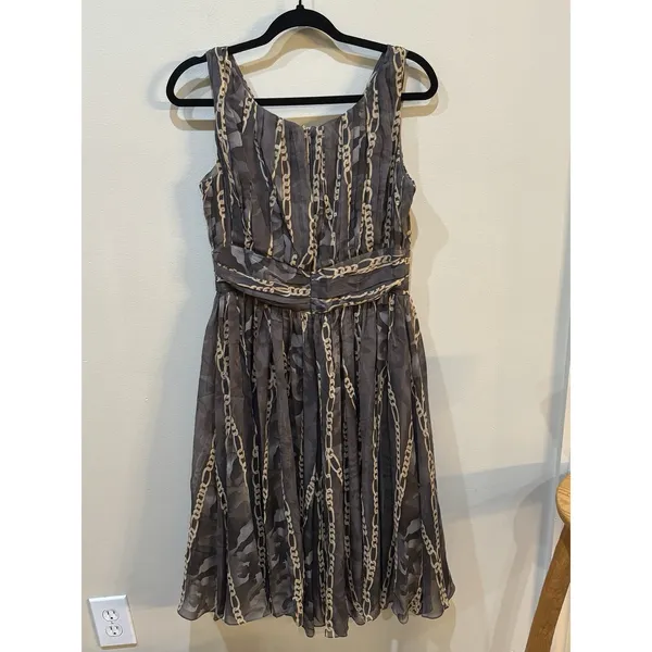 Speigel 100% Silk Chain Link Dress Y2K 2000's Empire Waist‎ Size 6 Equestrian - Image 3