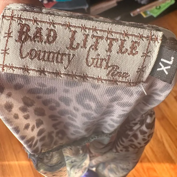 Boho Mixed Print Wrap Blouse Bad Little Country Girl XL Floral Leopard - Image 6