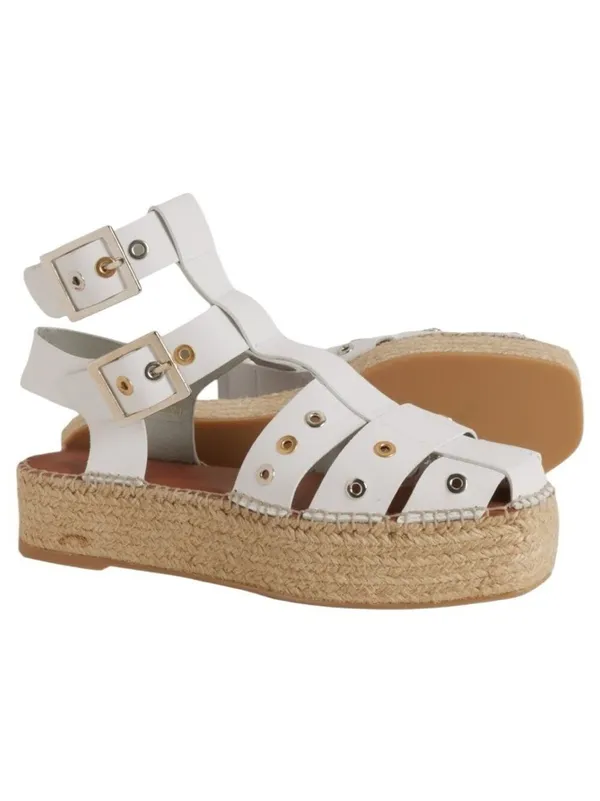 Free People Gable Glad Espadrille Gladiator Sandals White Leather Size 36, US 6 - Image 2
