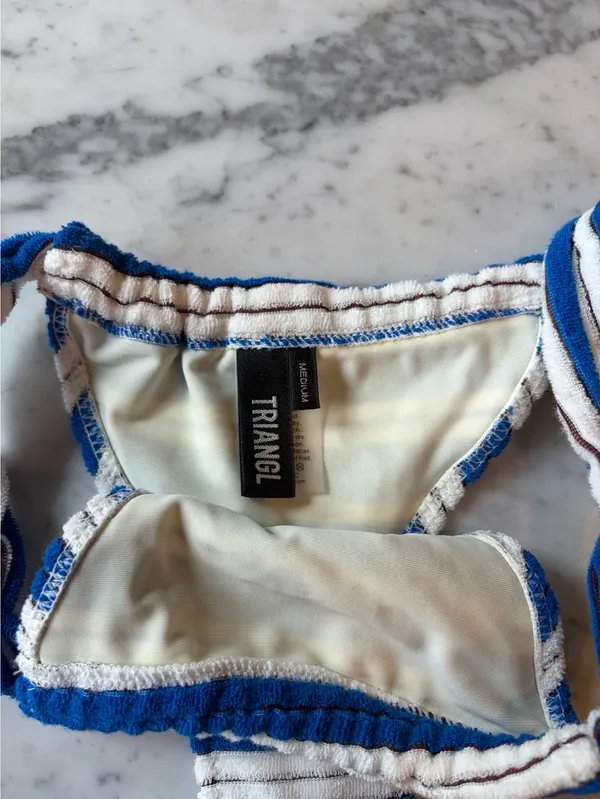 Triangl Blue & White Striped Bikini Bottom Sz M - Image 2