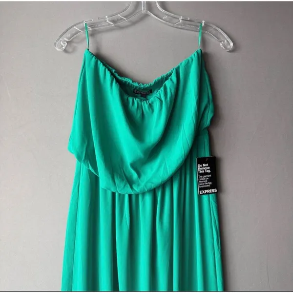 Express S Green Maxi Dress Strapless Popover Coastal Resortwear‎ Beachy NWT - Image 2