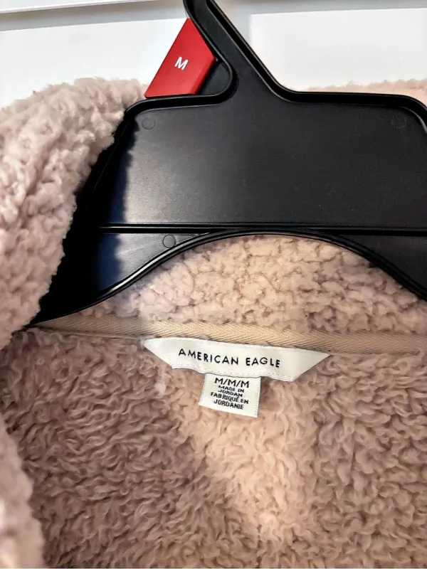American Eagle Teddy Fleece Jacket in Beige Size Medium - Image 2