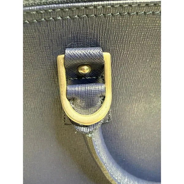 FIORE Women's Saffiano Leather Classic Dome Satchel Bag Made in Italy Navy - Image 7